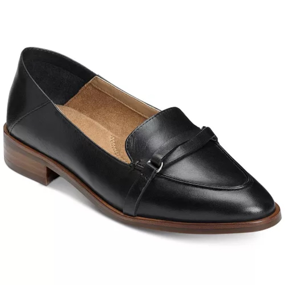 Aerosoles South East Black Leather Slip On Loafers